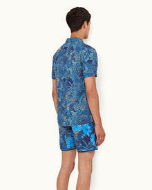 Night Iris/Cerulean Tropic Nightfall Print Capri Collar Shirt | Night Iris/Cerulean