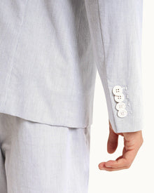 Midnight Navy/White Tailored Fit Unstructured Stretch-Cotton Blazer | Midnight Navy/White