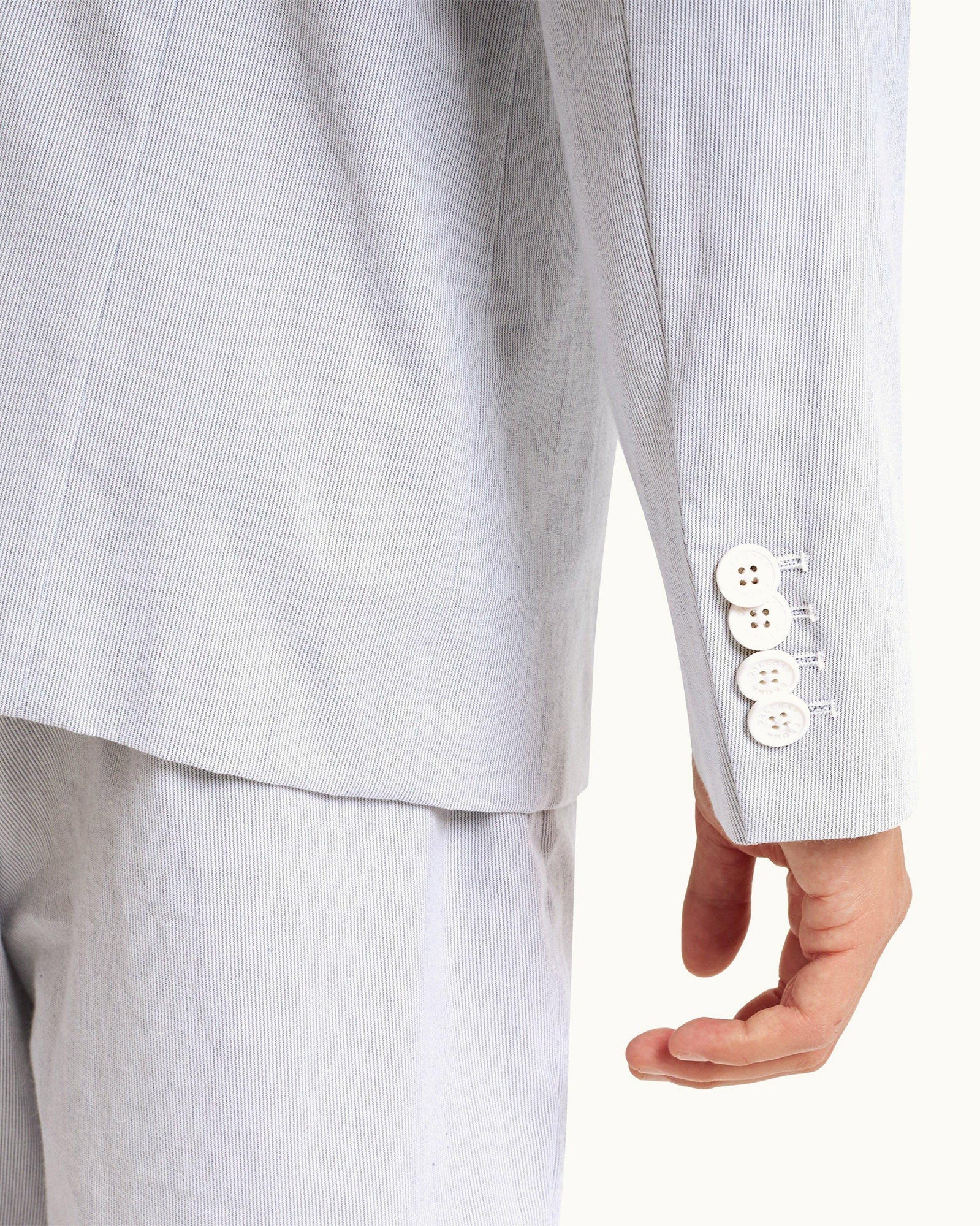 Midnight Navy/White Tailored Fit Unstructured Stretch-Cotton Blazer | Midnight Navy/White