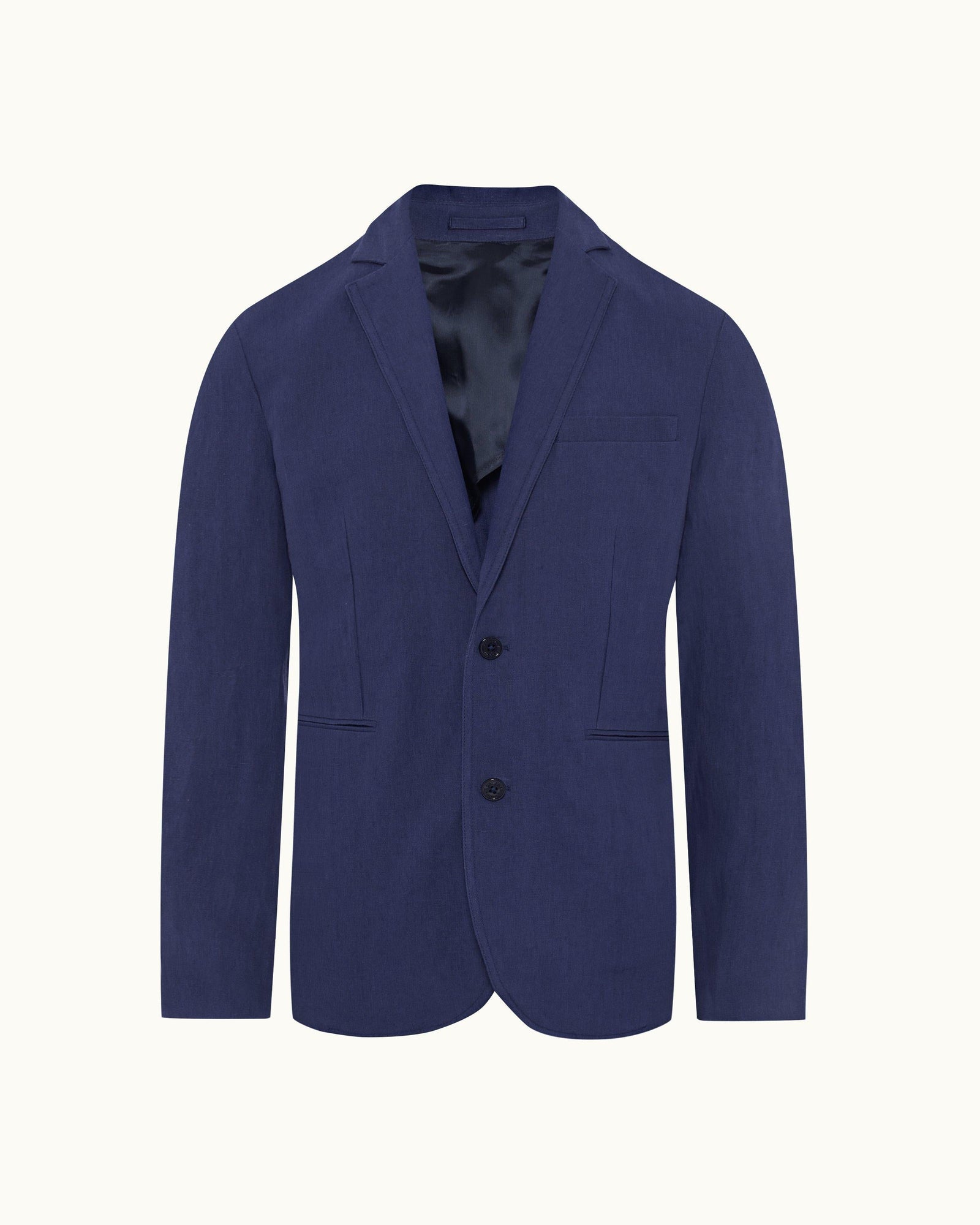Ullock Lagoon Blue Tailored Fit Two-Button Unstructured Linen Blazer | Lagoon Blue