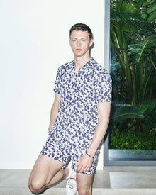 Bulldog Navy/White O.B Monogram Mid-Length Swim Shorts | Navy/White