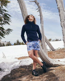 Night Iris Half-Zip Long-Sleeve Polo Shirt | Night Iris