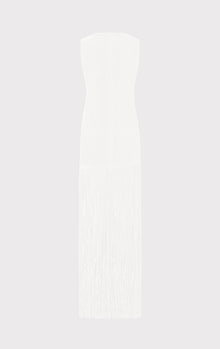 Ottoman Shadow Stripe Fringe Gown | Alabaster