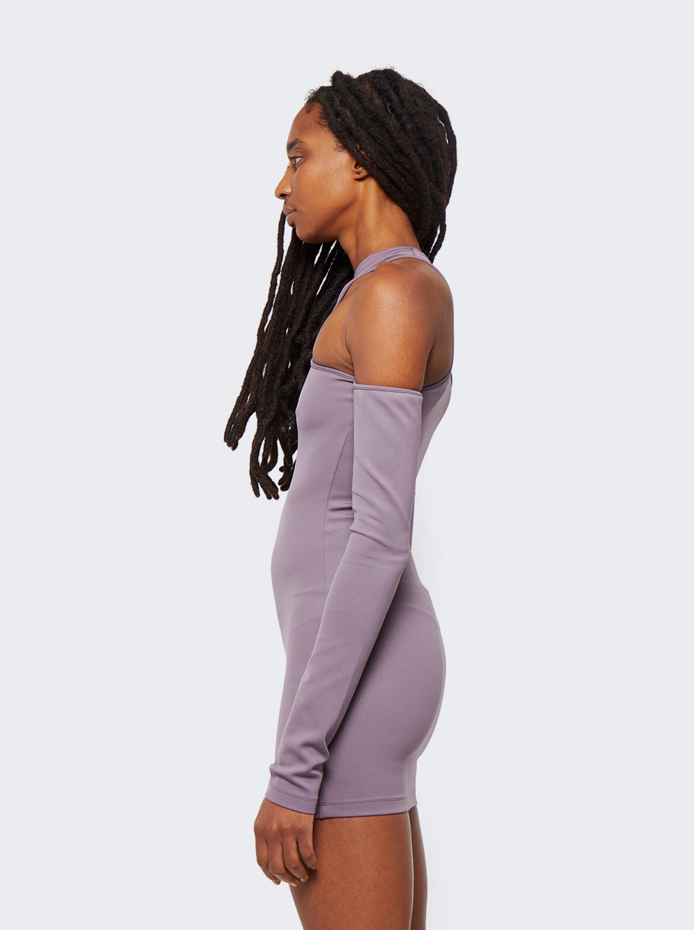 Women | Off-White | Sleek Asymmetric Mini Dress | Purple