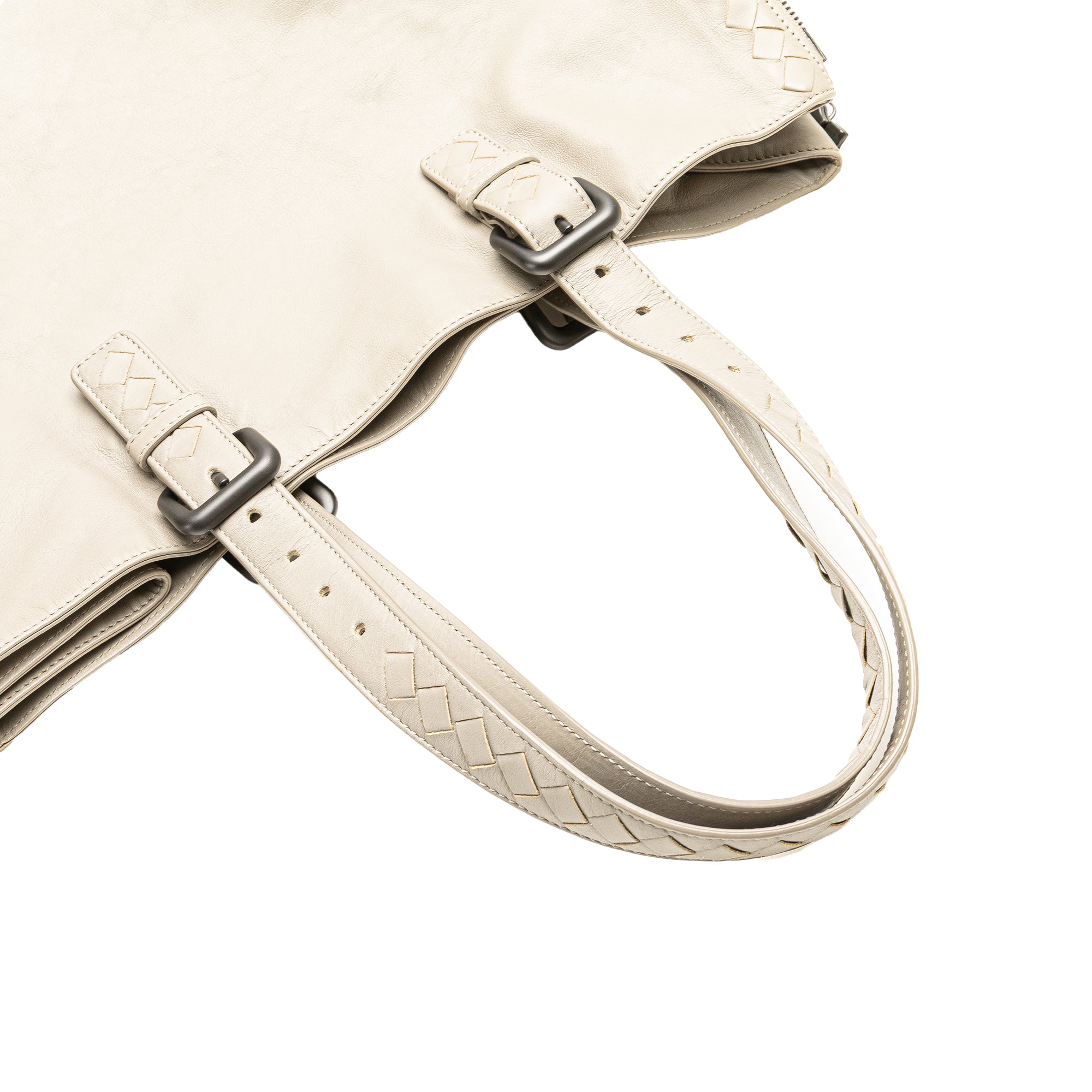 Bottega Veneta | Pre-Owned Leather Intrecciato Side Zip Tote | Gray