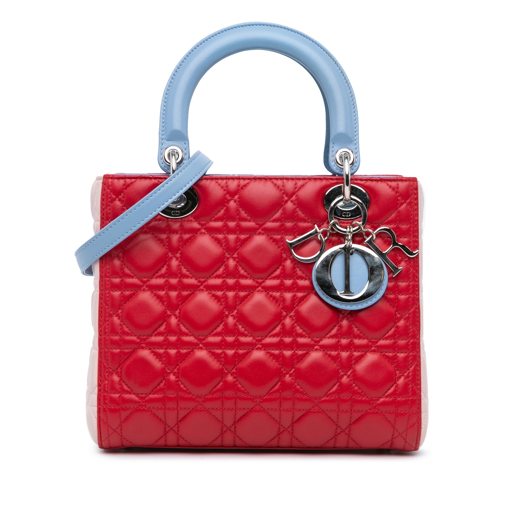 Dior | Pre-Owned Medium Tricolor Lambskin Cannage Lady - II | Purple/Red