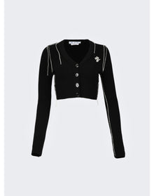 Off-White | Women | Outline Crop Cardigan | Black x White