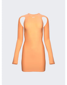 Off-White | Women | Sleek Long Sleeve Mini Dress | Peach Orange