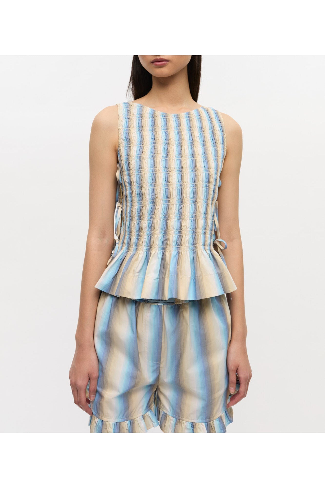 Ombre Striped Smock Tie Top | Multicolour