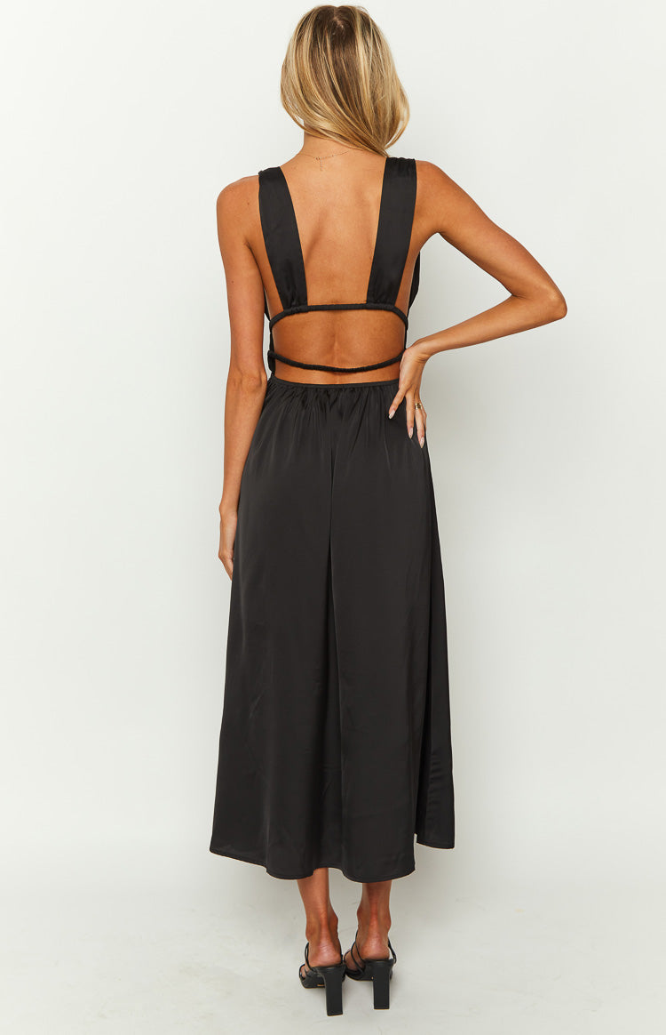 Ophelia Satin Maxi Dress | Black