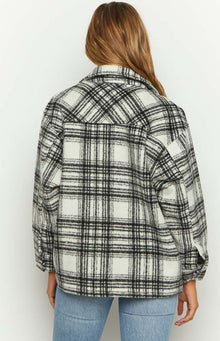 Orson Fleece Check Jacket | Black And White