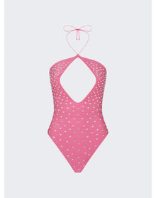 Oséree | Women | Gem Necklace Maillot | Flamingo Pink