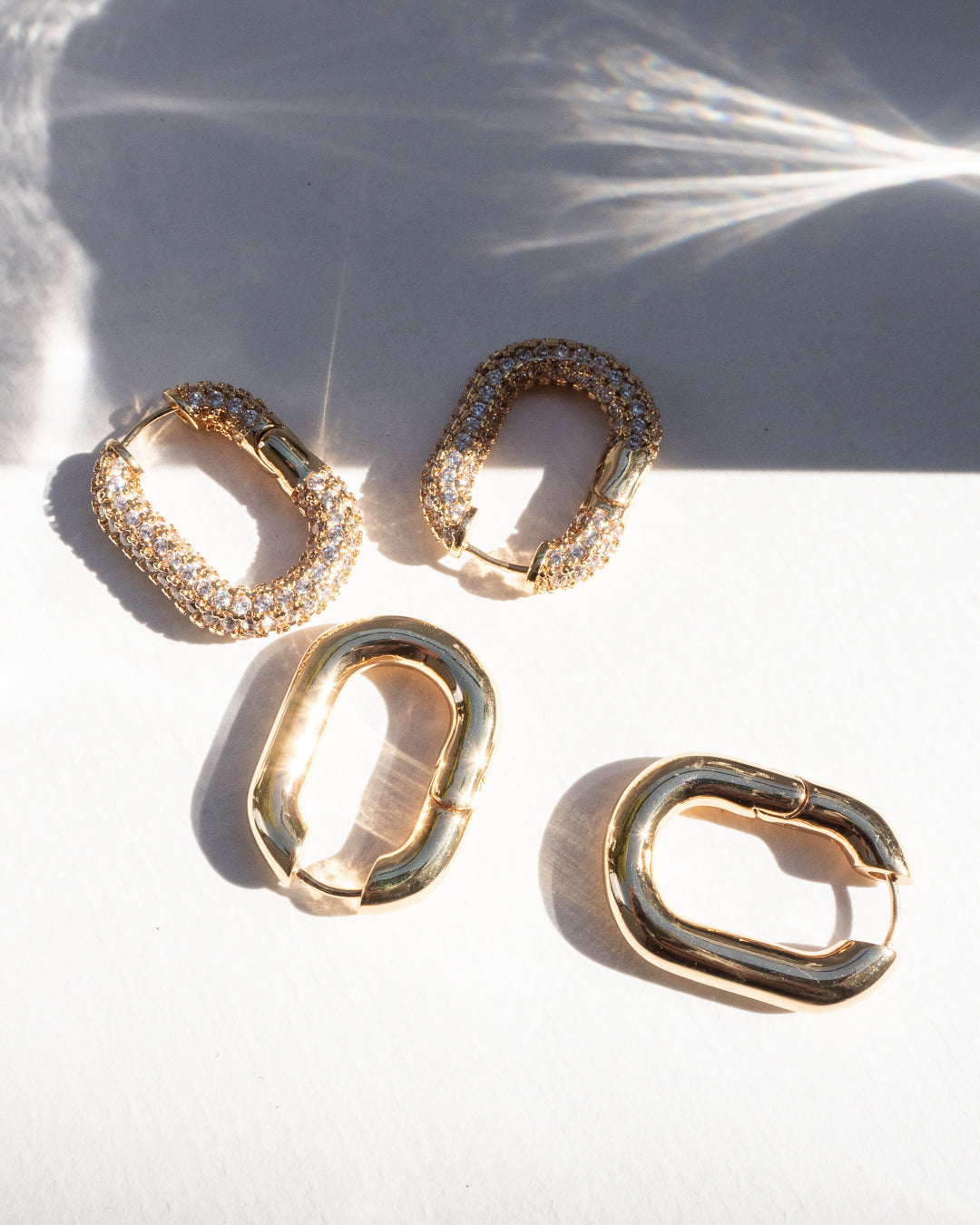 XL Pave Chain Link Hoops - Gold | Plated Gold