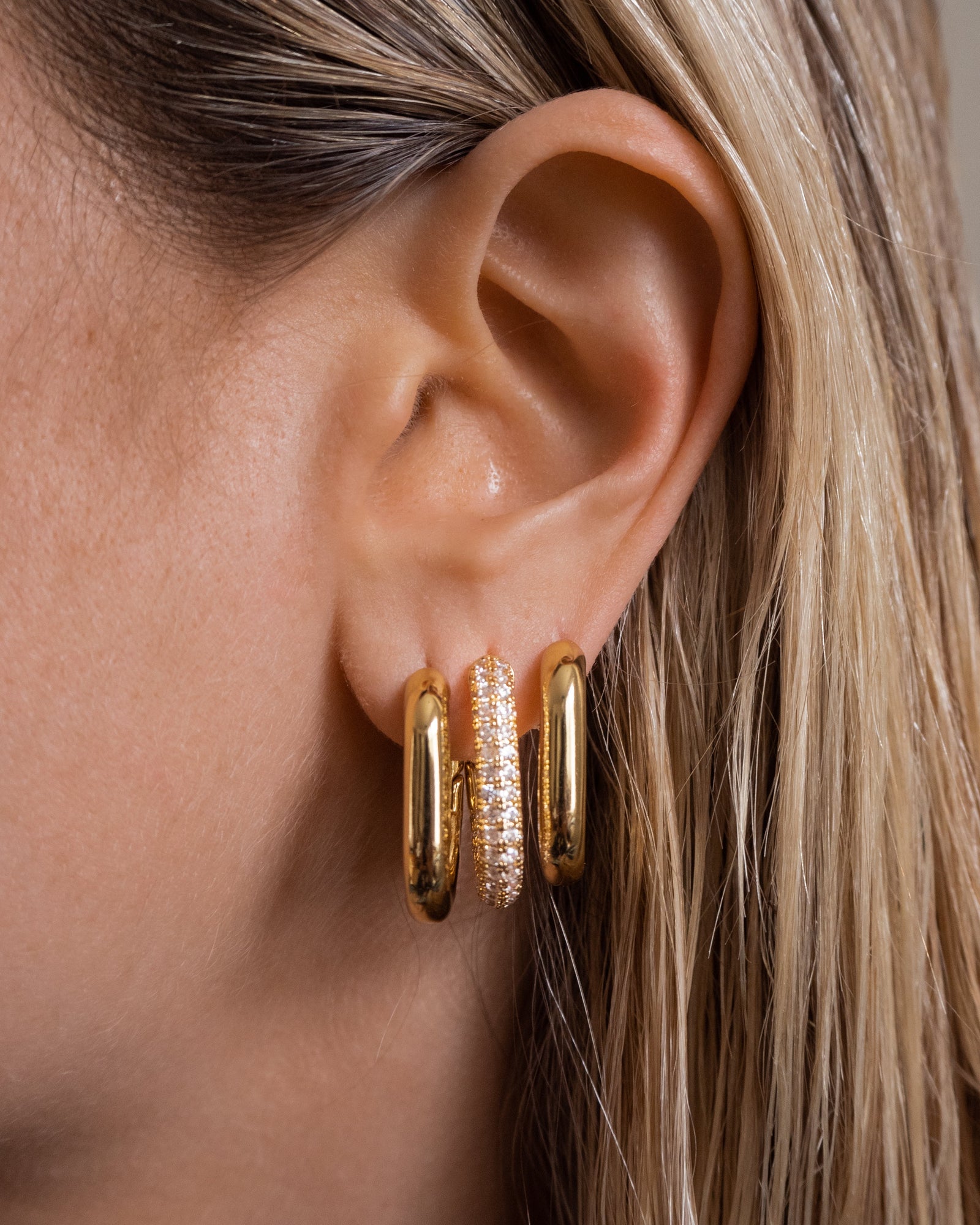 XL Pave Chain Link Hoops - Gold | Plated Gold