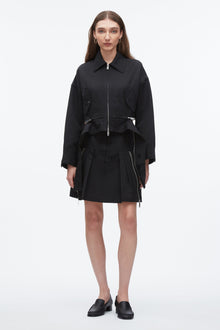 Double Zip Cropped Utility Jacket | Black