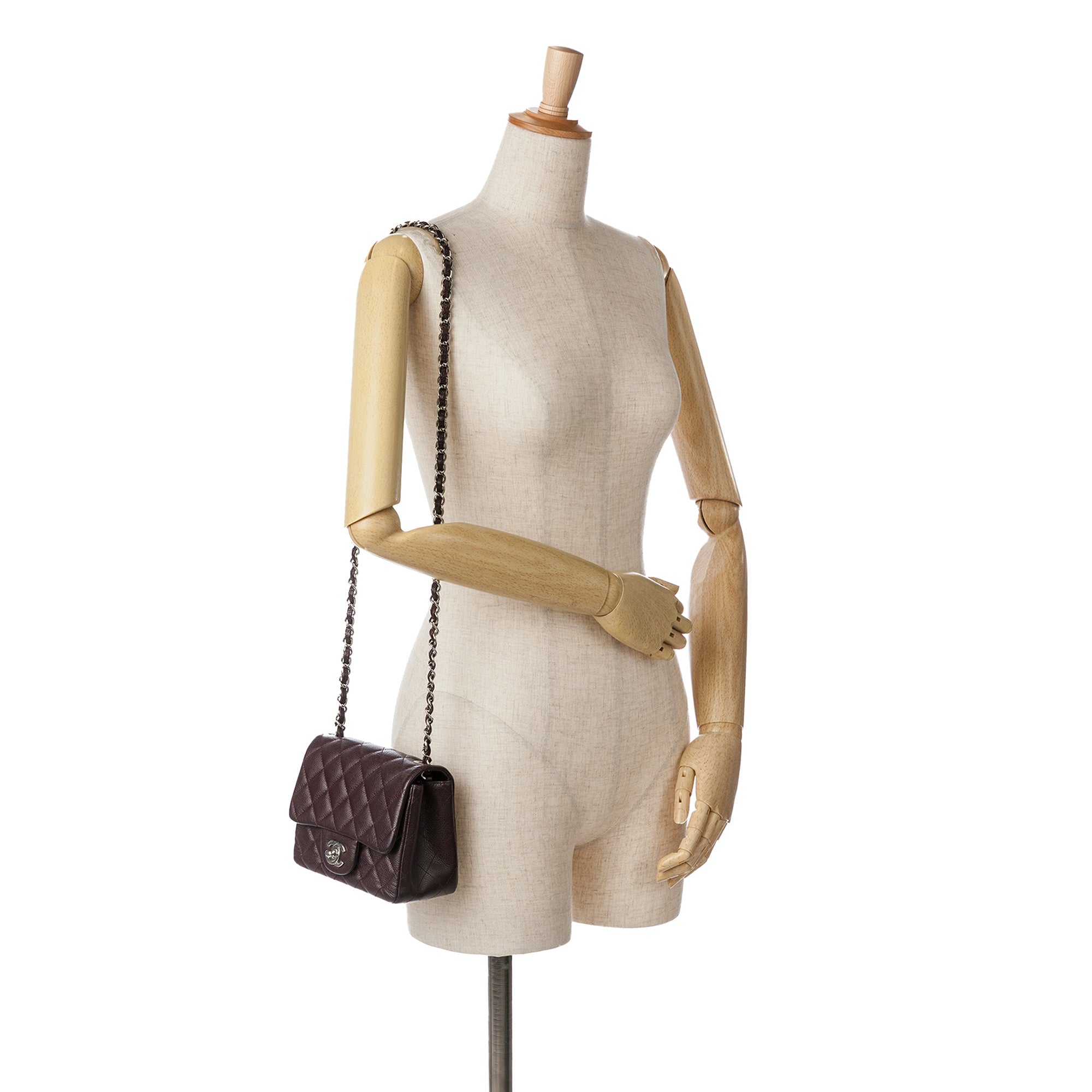 Chanel | Pre-Owned Mini Square Classic Caviar Single Flap | Brown/Dark Brown