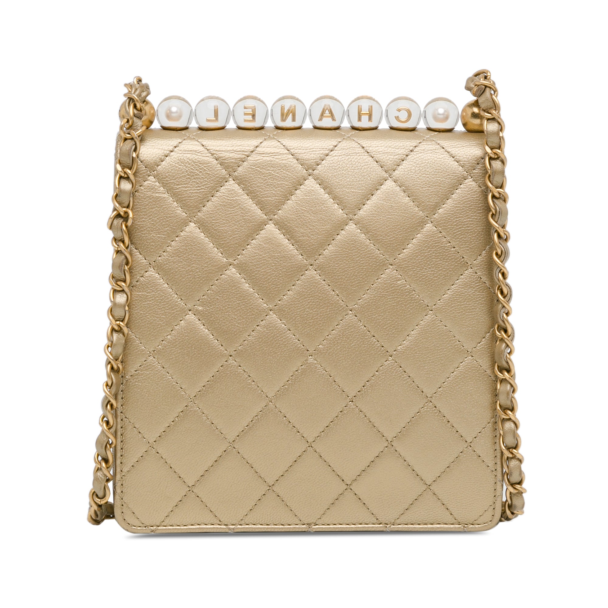 Chanel | Pre-Owned Small Lambskin Chic Pearls Flap | Gold