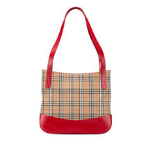 Burberry | Pre-Owned Haymarket Check Canvas Tote | Brown/Beige