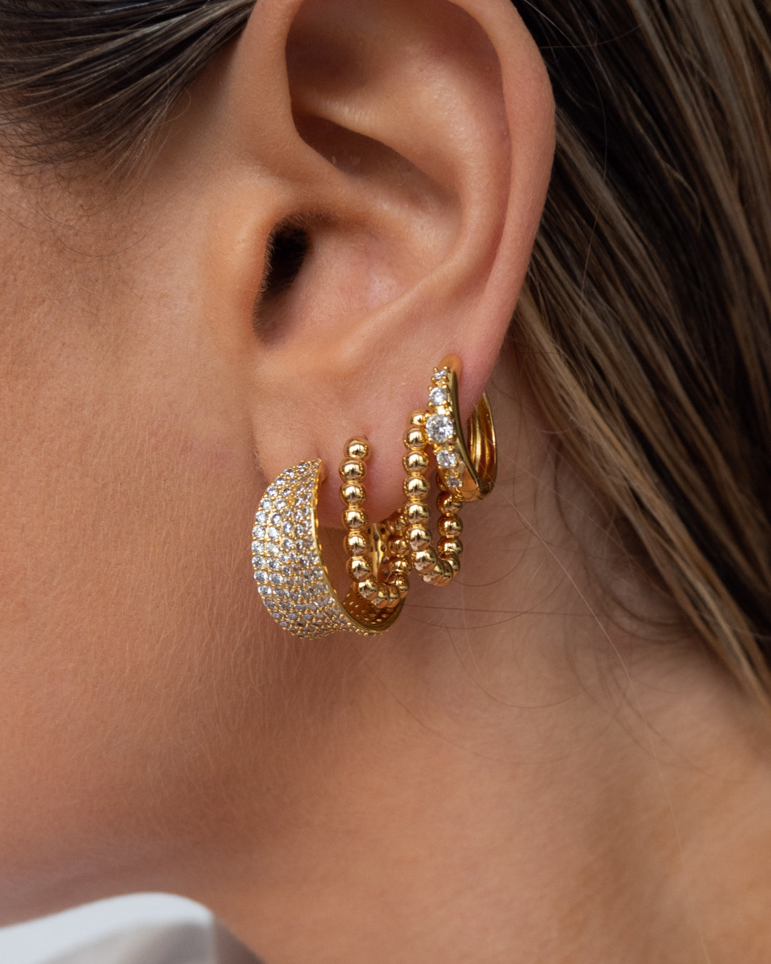 Stone Geneva Hoops - Gold | Plated Gold