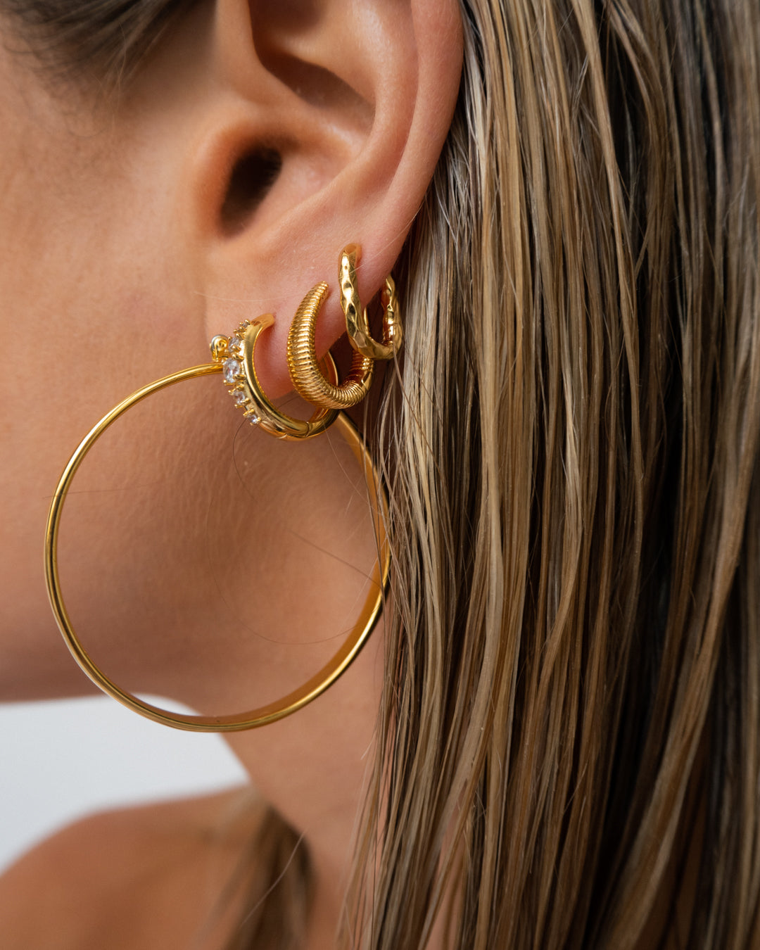 Stone Geneva Hoops - Gold | Plated Gold