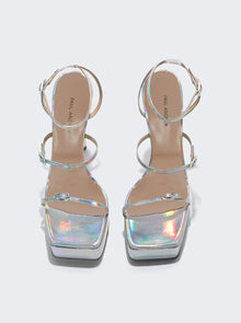 Women | Paul Andrew | Slinky Platform Sandals | Iridescent Mirror