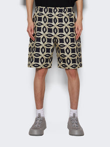 Men | Meta Campania Collective | Meta Crochet Print Drawstring Shorts | Black & Neutral