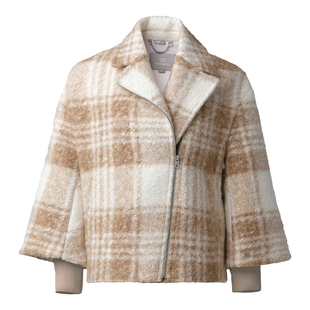 Pauline Relaxed-Fit Plaid Jacket With Biker Collar | Hush