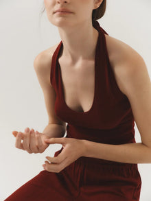 Pauline Pointelle Halter Top | Merlot