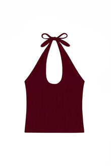 Pauline Pointelle Halter Top | Merlot