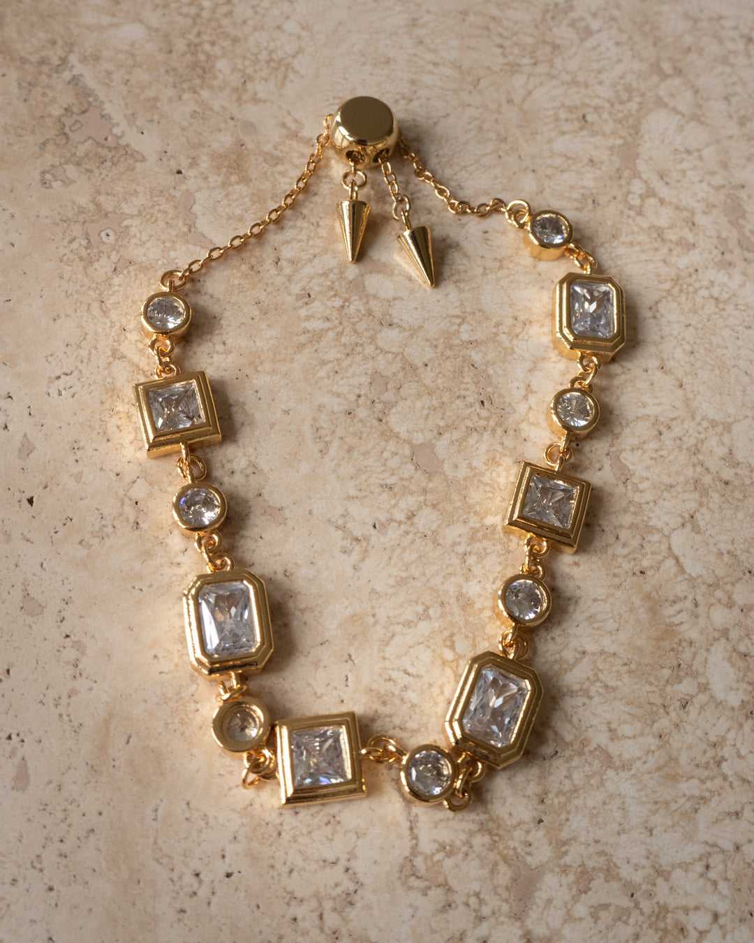 Pyramid Bezel Statement Bracelet - Gold | Plated Gold