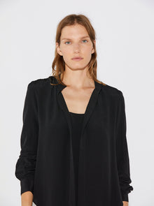 Olympia Silk Crewneck Top  | Black
