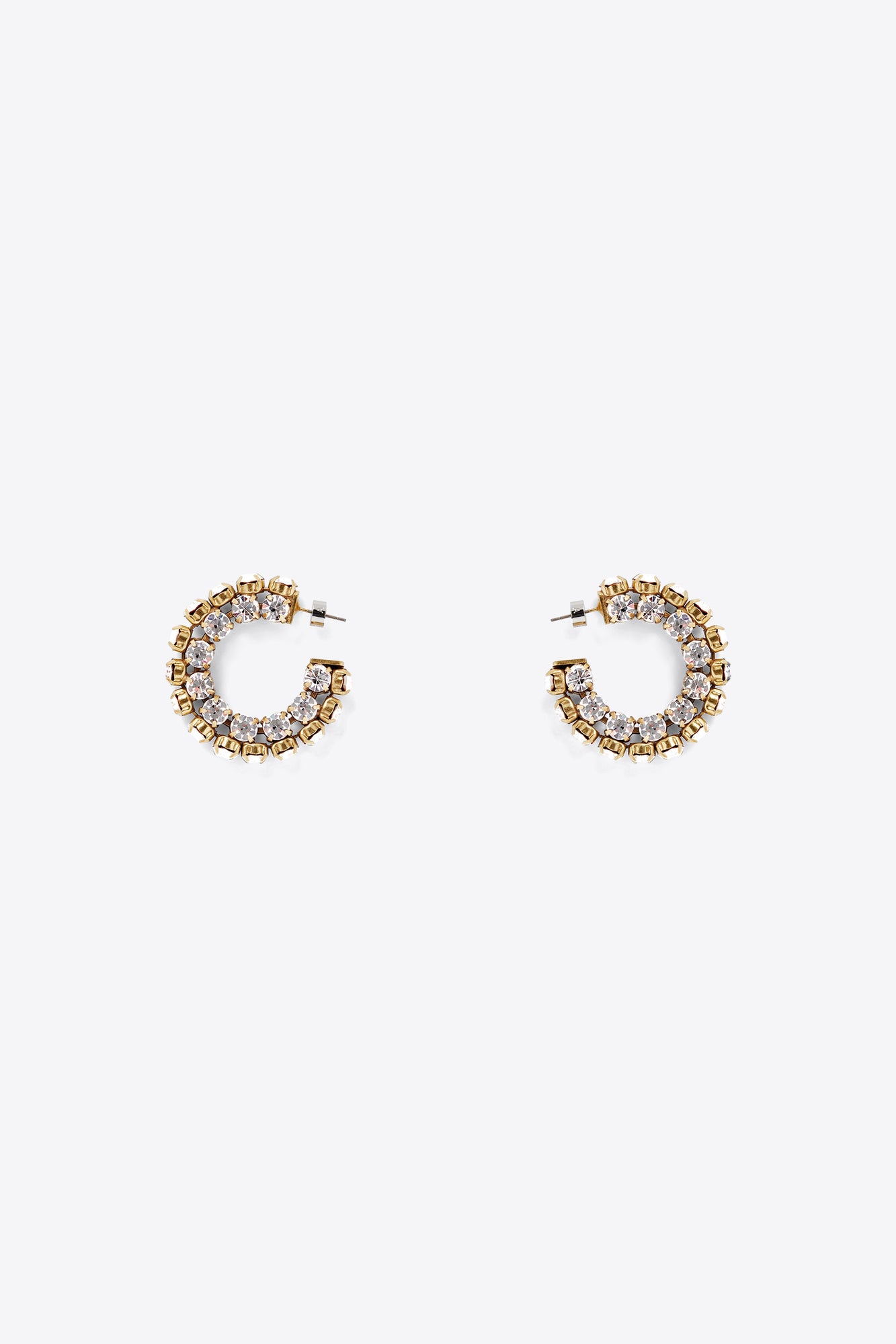 Small Crystal Hoop Earrings | Gold