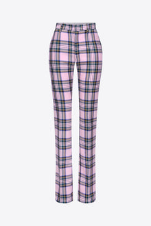Back Slit Checked Trouser | Pink Multi
