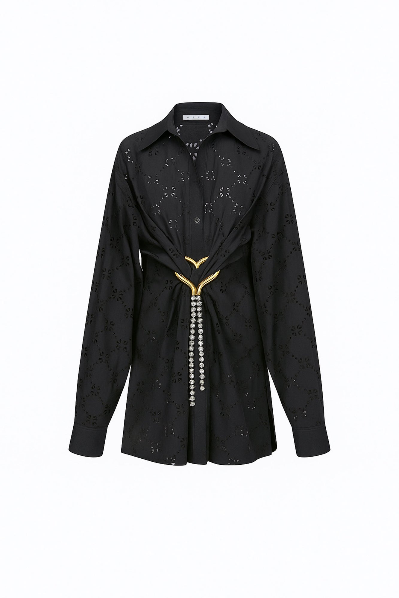 Broderie Anglaise Heart Draped Tunic | Black