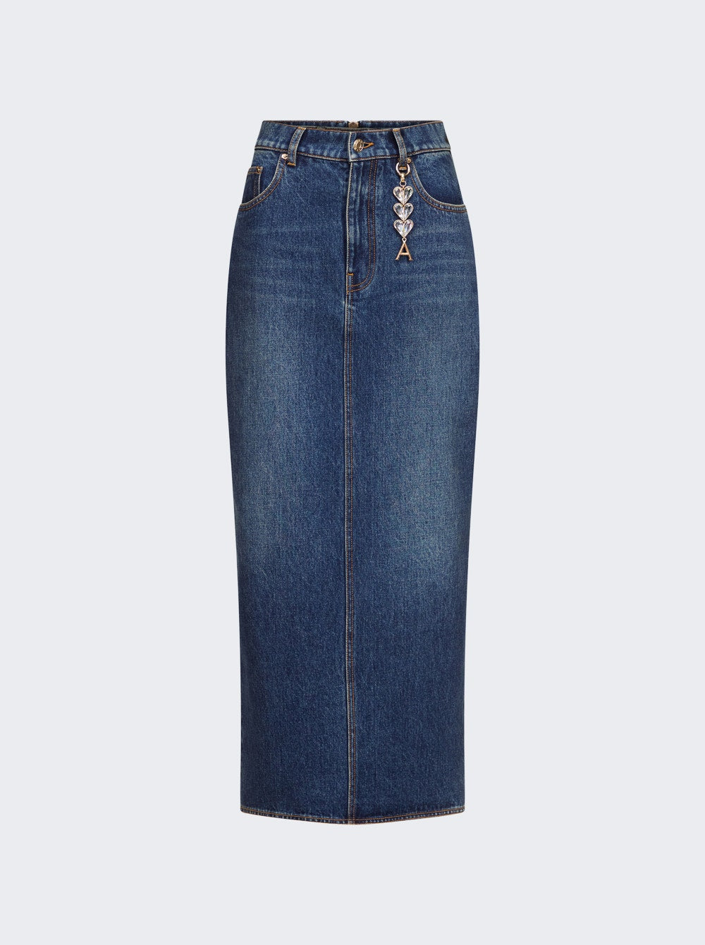 AREA | Zip Slit Midi Skirt Medium Wash | Blue