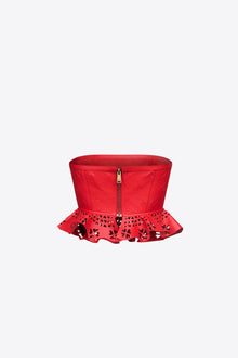 Laser-Cut Leather Heart Bandeau | Red
