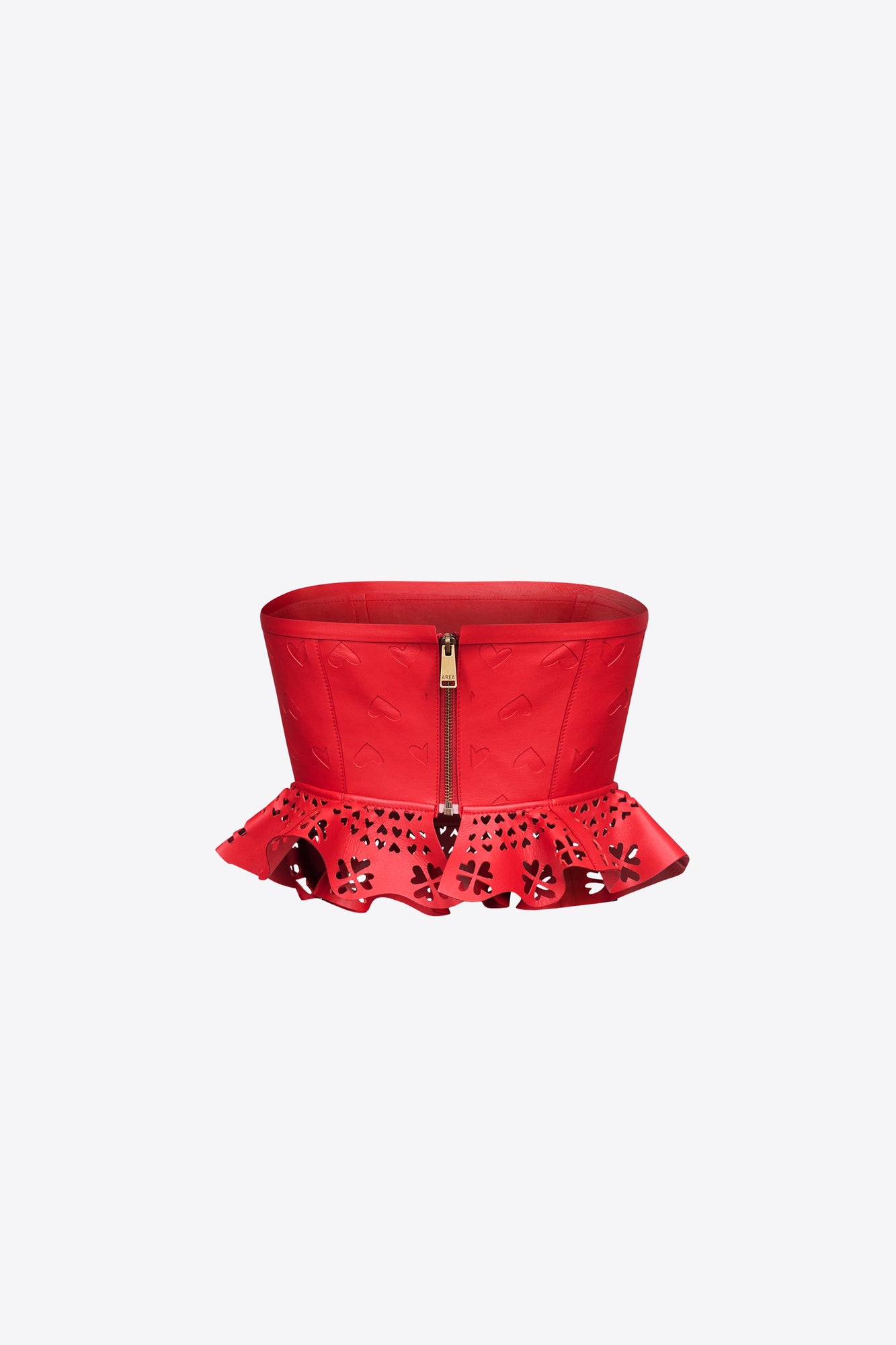 Laser-Cut Leather Heart Bandeau | Red