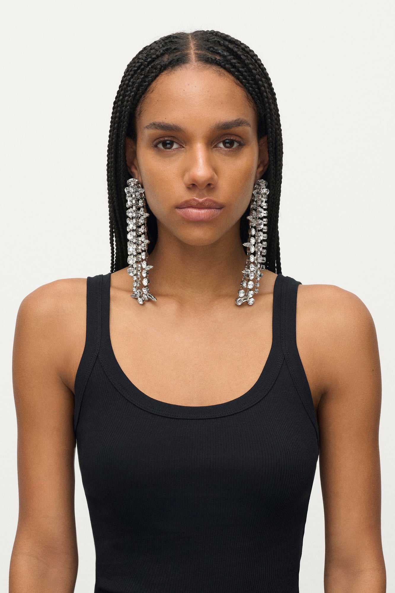 Crystal Fringe Drop Earrings | Clear Crystal/Silver