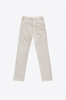 Crystal Grommet Straight Leg Jean | Cream