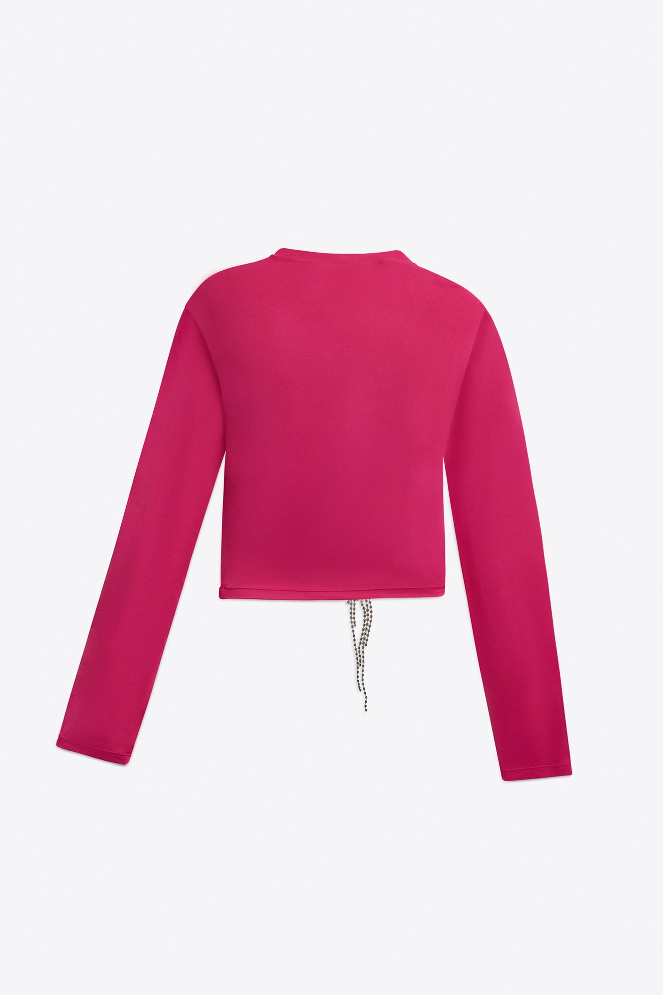 Crystal Flower Draped Long Sleeve Top | Fuchsia