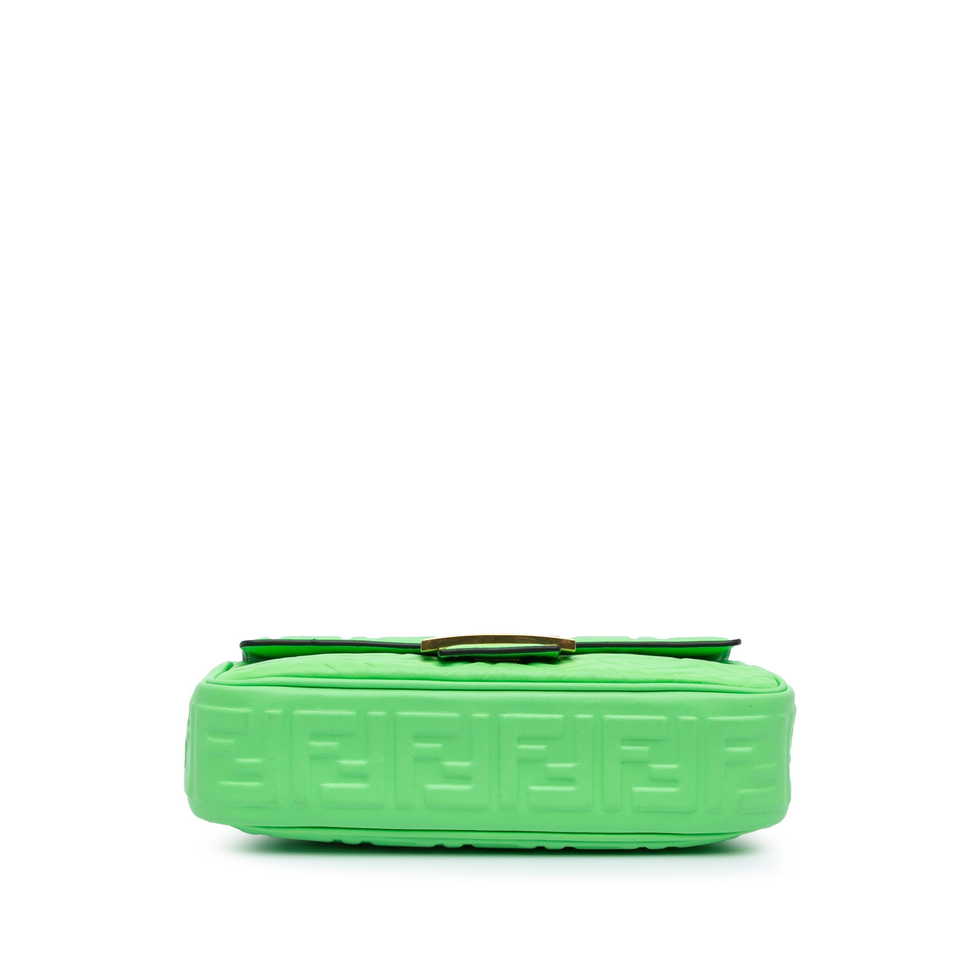 Fendi | Pre-Owned Zucca Embossed Leather Chain Midi Baguette - II | Green/Light Green