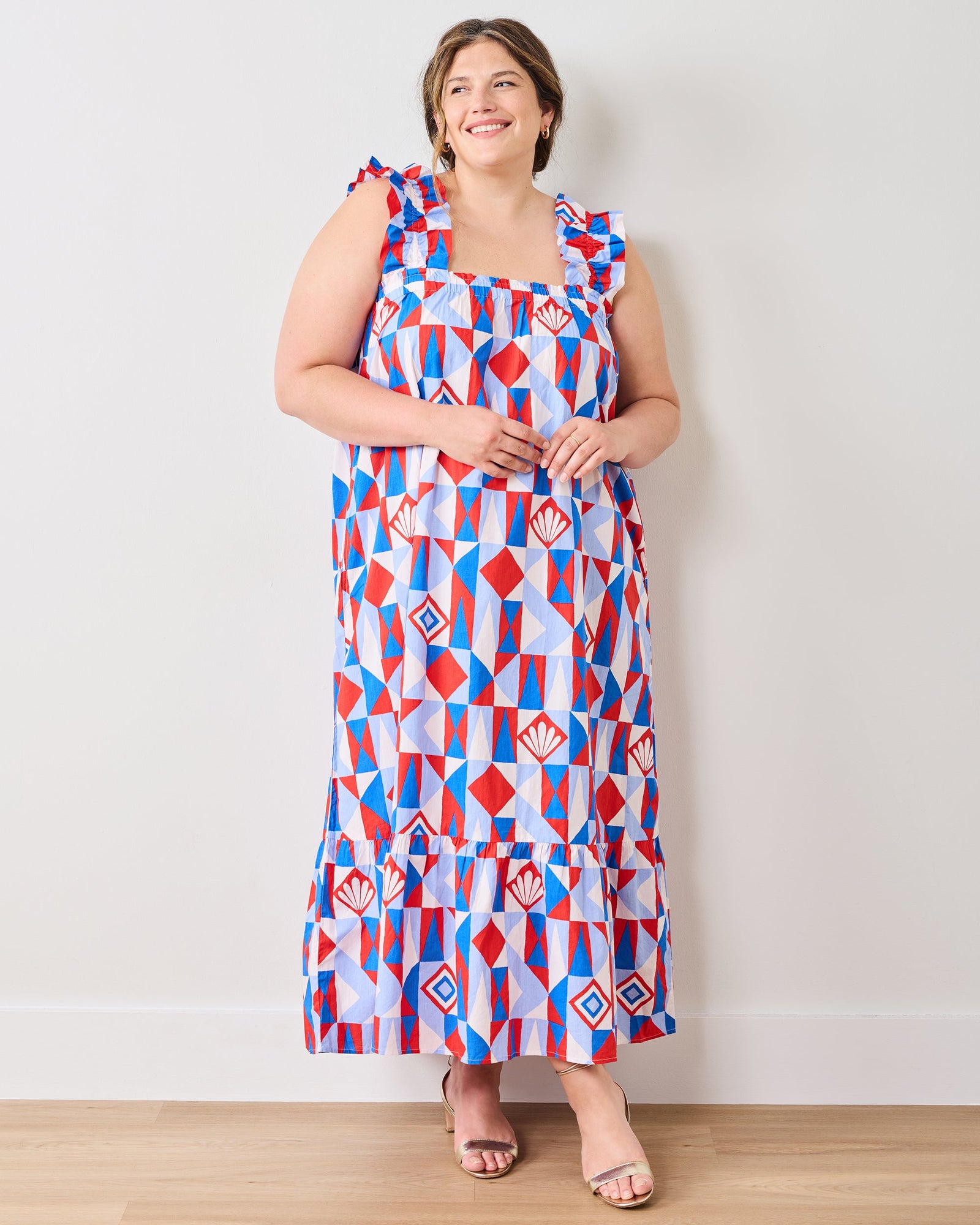 Underwater Mosaic - Serenity Dress - Retro Red - Printfresh