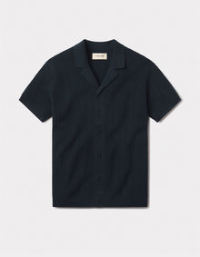 Men | Robles Textured Knit Camp Button Up | Dark Oasis