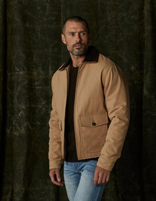 Men | Canvas Zip Front Jacket | Tan