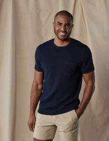 Men | Waffle Knit Sweater Tee | Navy