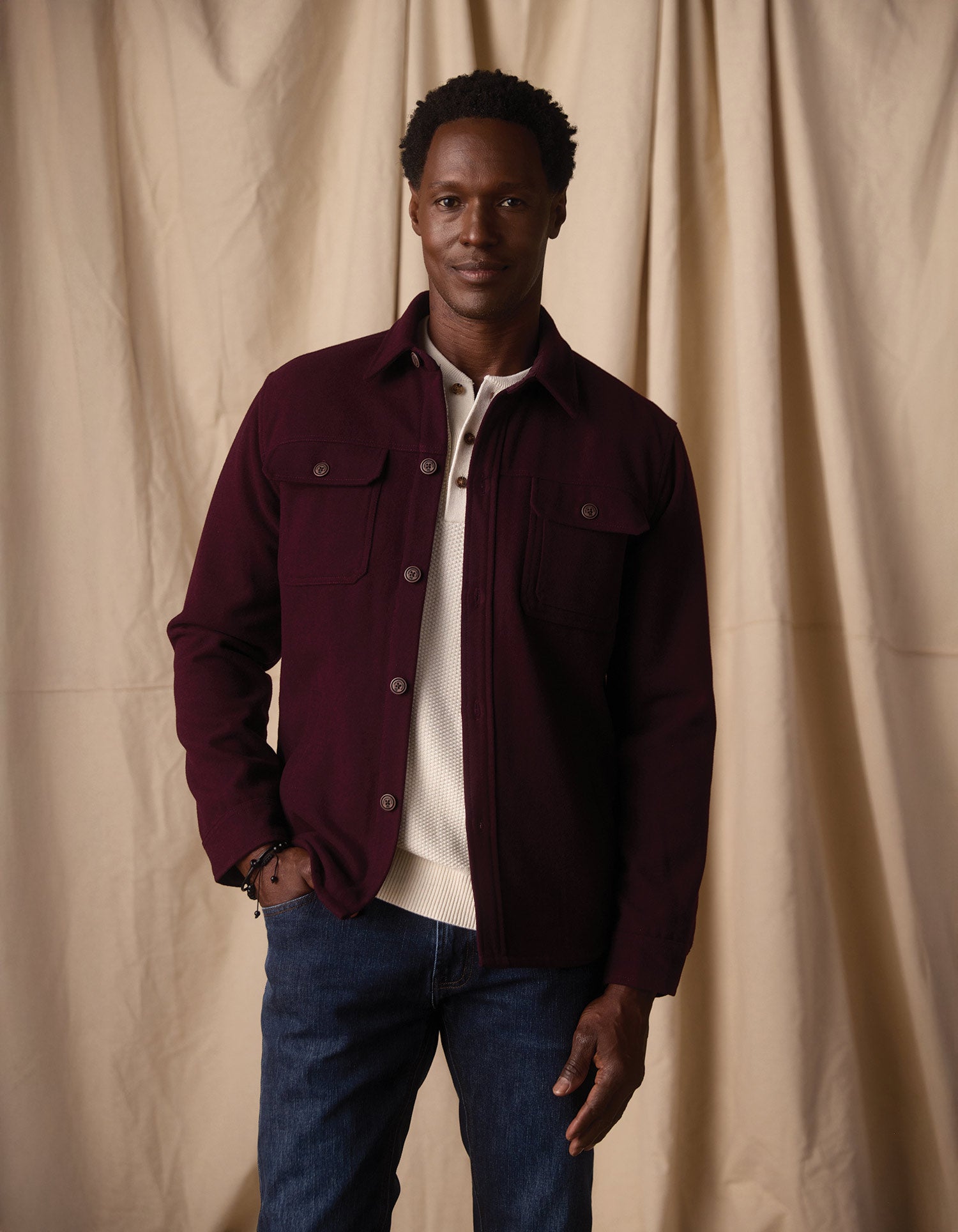 Men | Brightside Flannel Lined Workwear Jacket | Port Wine