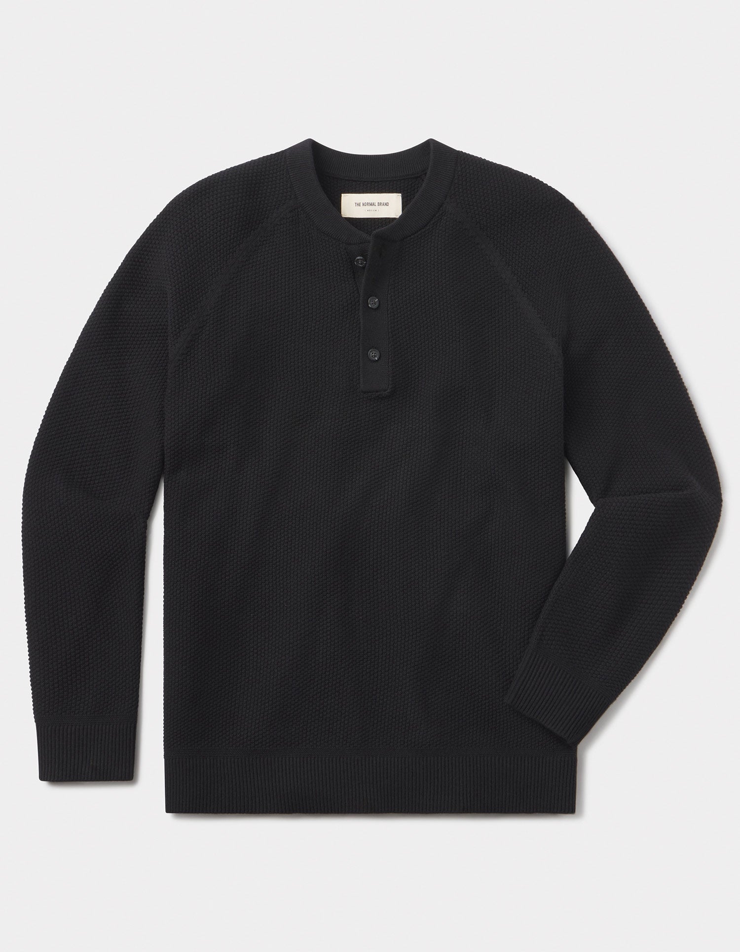 Men | COOLMAX® Textured Sweater Henley | Black