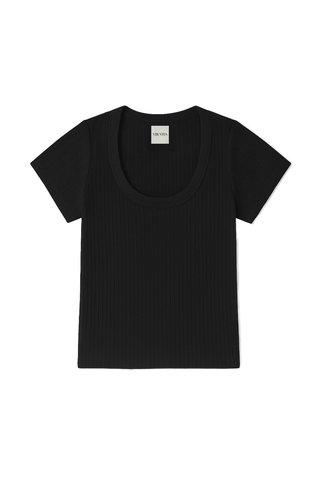Pointelle Scoop Tee | Black