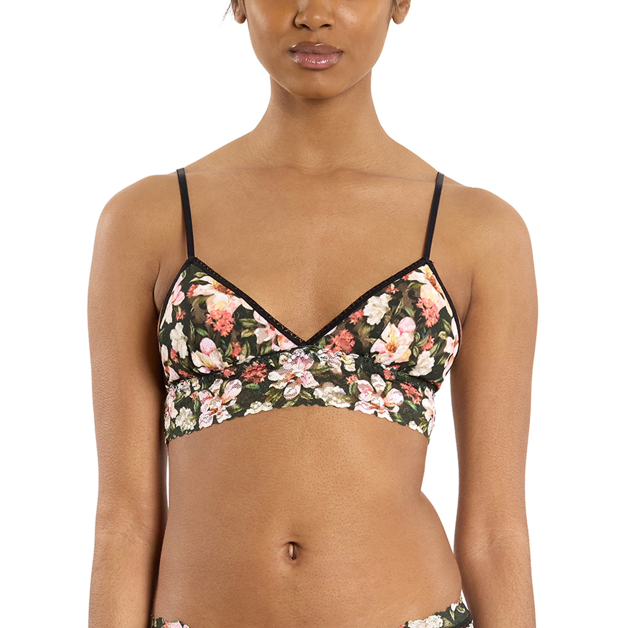 Signature Lace Padded Bralette | Dark Room Blooms (Black)