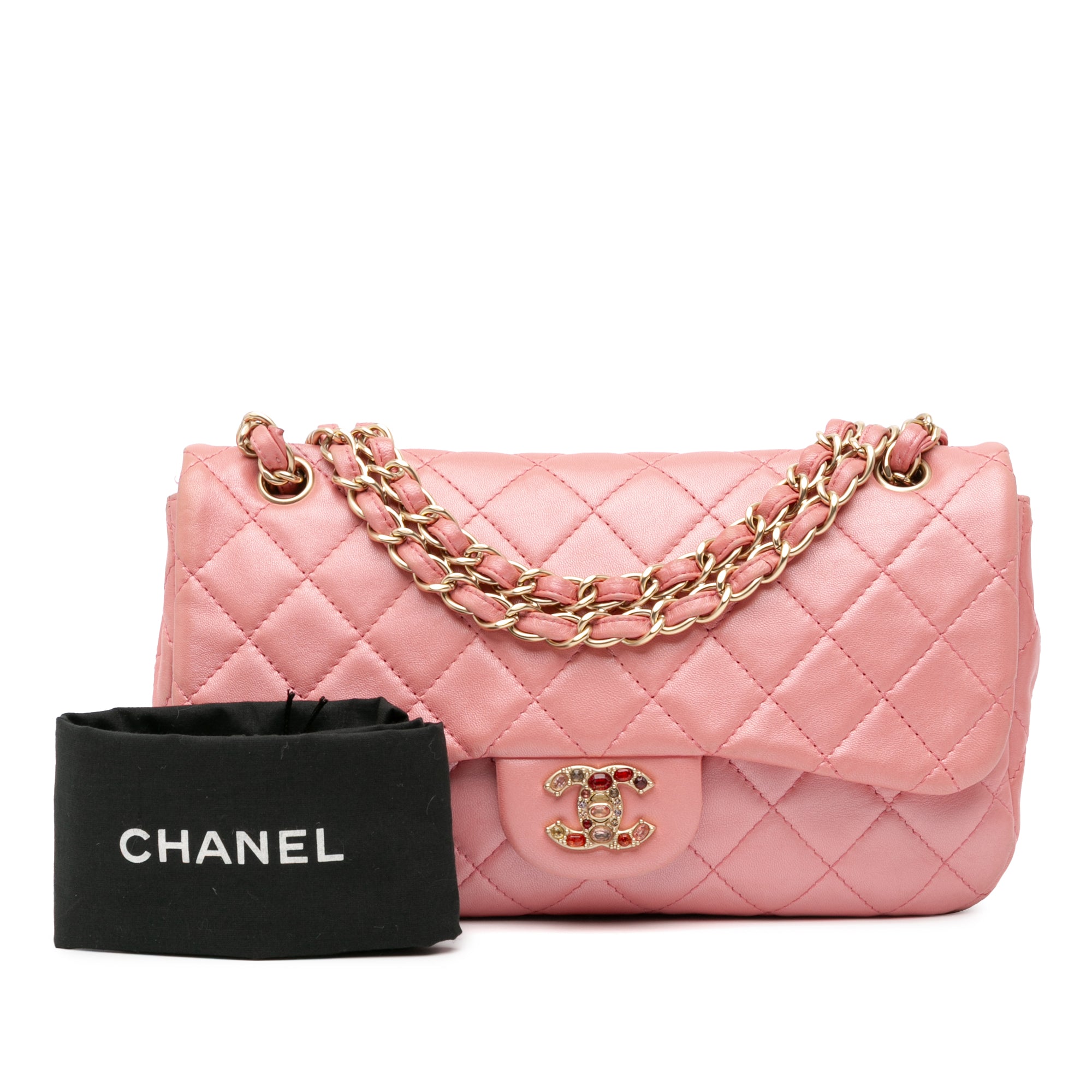 Chanel | Pre-Owned Medium Quilted Lambskin Precious Jewel Single Flap | Pink